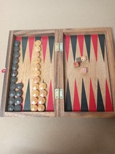 Vintage Backgammon and Chequers Board Game Set With Dice