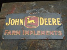 Vintage style John Deere Farm Implements enamel advertising sign, tractors