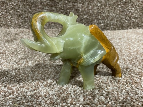 Vintage small carved elephant - carved,