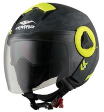 HELMET MOTORCYCLE JET VISOR VEMAR BREEZE CAMO MATT GREY BLACK YELLOW FL SIZE M