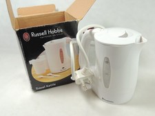 Travel Kettle Russell Hobbs 1000W Dual Voltage 0.85L White Cups Spoons Filter