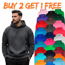 Plain  Hoodie Hooded Sweatshirt Mens Womens Boys Girls