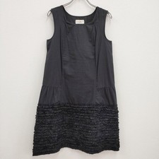 dosa Cotton ruffle sleeveless size 1 dress black 4-0719S♪