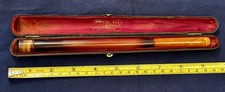 LARGE `9" MEERSCHAUM & BLOCK AMBER CHEROOT / CIGAR HOLDER - HORE SHOE CLASP
