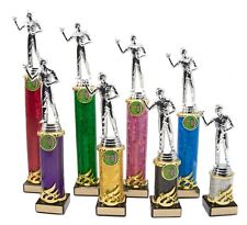 Personalised Silver Male Darts Player Figure Column Trophy Multi Award Engraved