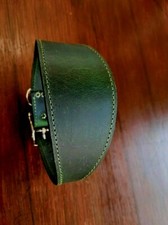 GREYHOUND/LURCHER WAXED LEATHER VERY DARK GREEN  COLLAR  ADJUST 13" - 17"