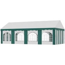 Outsunny 84C-369V02GN 8 x 4m Galvanised Marquee Garden Gazebo - White/Green
