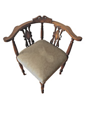Antique Elegant Victorian Edwardian Fruitwood Inlay Marquetry Corner Chair VGC