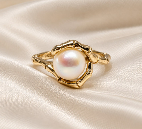 Vintage 14k gold - gold, bamboo