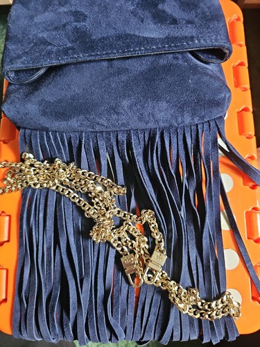 Karen millen navy suede fringe