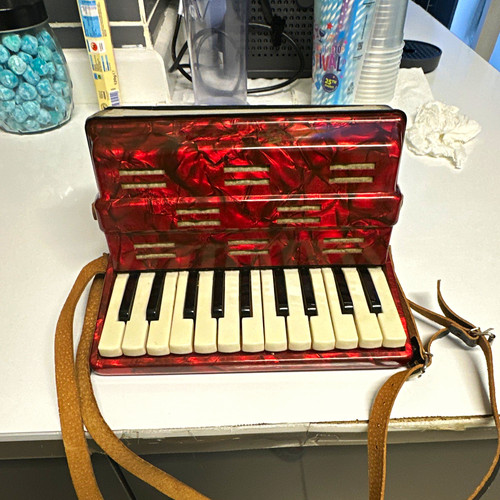 Red small piano - piano, accordion