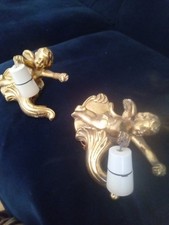 Pair Of Vintage Golden Cherub
