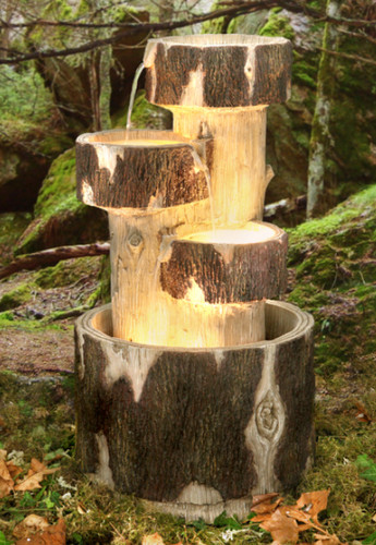 Log cascading water feature - log,