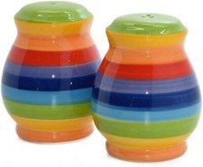 Rainbow Ceramic Salt and Pepper Cruet Set Hand Painted Ceramic Kitchen 7cm