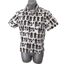 Black Comme des Garcons Blouse Shirt Size S White Black Pineapple Novelty Print