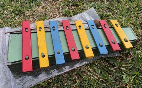 Vintage tin plate xylophone - plate,