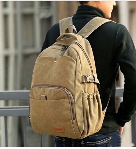 Men canvas large backpack - canvas,