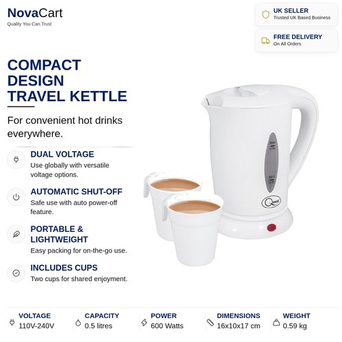 Compact kettle 600w travel - compact,