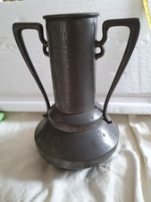Pewter Vintage Hand Hammered 10 Inch Vase British Made