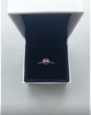 Pandora Sterling Silver Birthstone Amethyst Ring Size 54 (N)