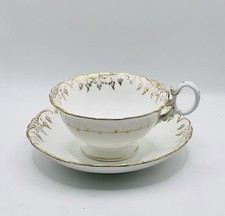 Vintage Staffordshire Bone China / Tea Cup & Saucer / Antique / Hand Painted 