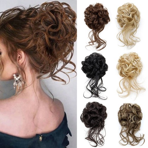 Curly messy bun hair piece - curly,