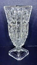 Italian Pressed Clear Glass Fidenza Square Centrepiece Vase, Italy On Base