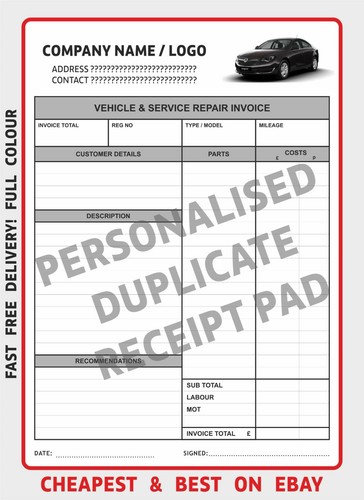 Invoice receipt pads garage - pads,