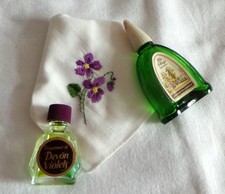 Two tiny perfume bottles Devon Violets Old Cottage Lavendar
