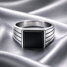 Black onyx signet ring - onyx,