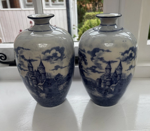 Pair antique delph - of,
