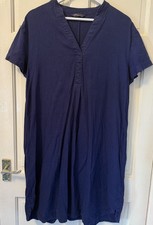 Marks & Spencer M&S Linen Blend Navy Blue Short Sleeved Popover Tunic Dress - 12