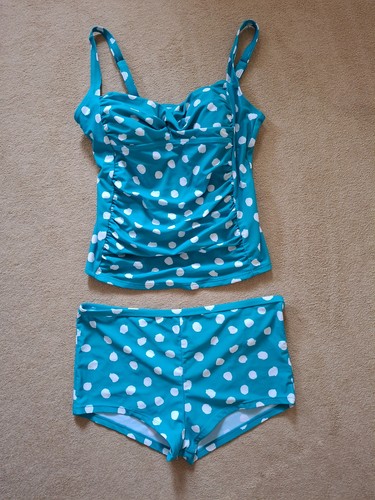 Turquoise polka dot - , tankini
