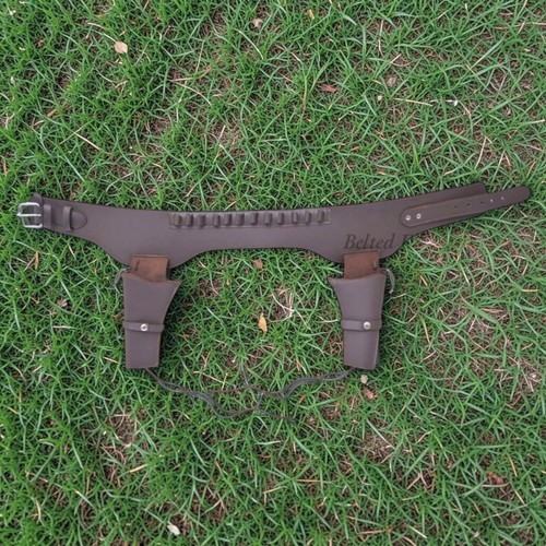 Brown leather double - brown,