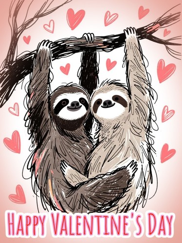 Sloth valentine day card - a5,