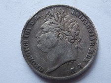 GB 1825 George IV Antique 0.925 Silver Sixpence