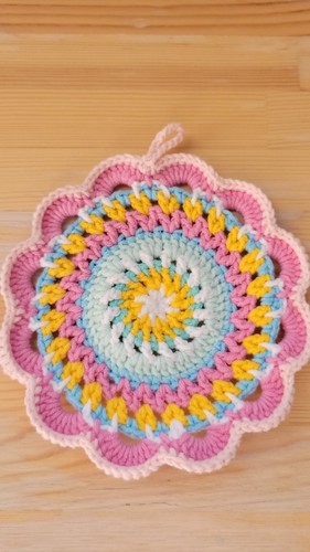 Crochet colourful coaster