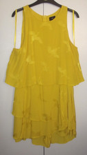 River Island, Yellow, Frill Layered Playsuit, Sleeveless, Shorts - Womens UK 16