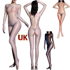 UK Women's 1Psc Oil Shiny Bodystocking Tights Full Body Jumpsuit Club Nightwear