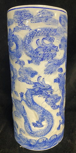 Blue white sleeve vase - blue,