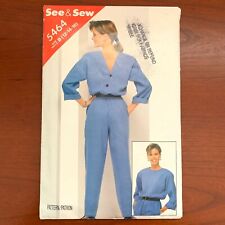 Vintage 5464 JUMPSUIT PLAYSUIT Button Back 12 14 16 SEE SEW Dress Sewing Pattern