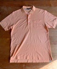 Vintage Aquascutum Pastel Tangerine Mens Cotton Pique Polo Shirt Button M