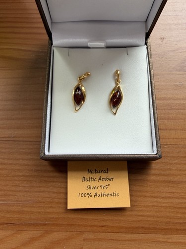 Gold drop earrings with baltic - gold,
