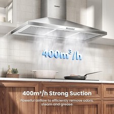 COMFEE' 90 cm Chimney Cooker Hood Class A+ Extractor with LED - Stainless Steel