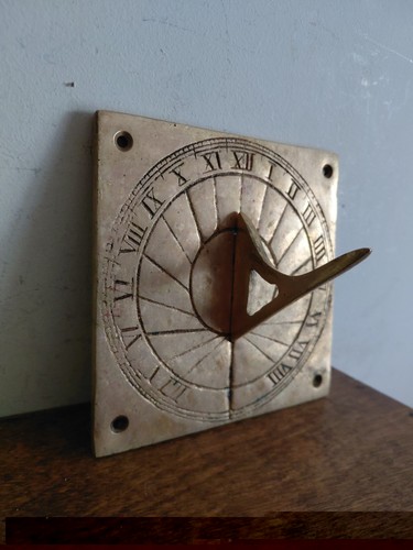 Vintage brass sundial square - vintage,