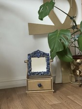 Hand Embellished Egyptian Ankh Lapis Lazuli Crystal Tarot Card Box Mirror