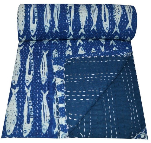Blue fish block - block, printed