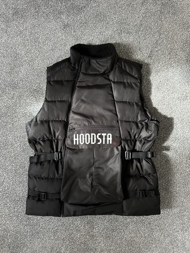Black hoodsta gilet - black, men’s