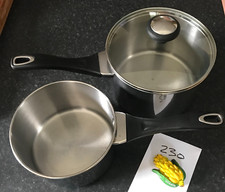 2 Prestige Quality SS Induction Saucepans + 1 Glass Lid -16,18cm -Ref 230