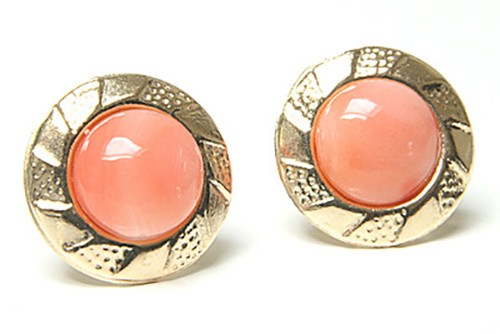 9ct gold coral - 9ct, studs